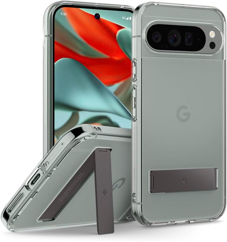 Caseology Google Pixel 9 / Pixel 9 PRO Capella Kickstand case cover - Clear Charcoal Gray